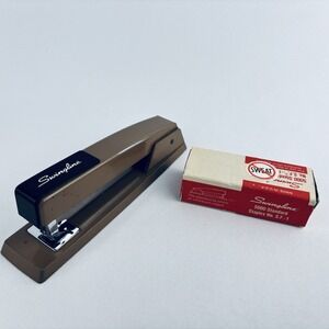 Vintage Swingline 747 Metal Brown Stapler Model 94-41 Desktop Top Load USA Made